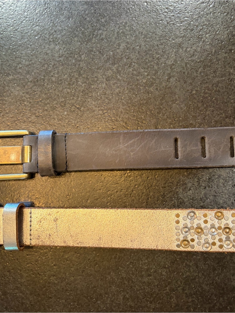 Free People belts size M/L Studded Silver Leather Belt and Brown belt - Picture 3 of 7